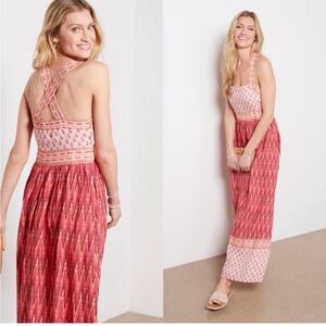 Faherty Gracie Floral  Linen  Mixed Print Maxi Dress size XXL